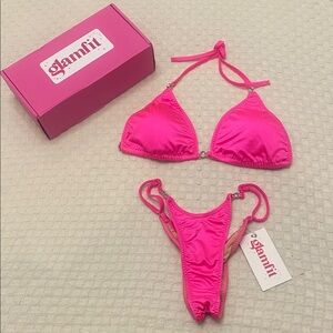 GlamFit Women's Pink Bikini Set - L